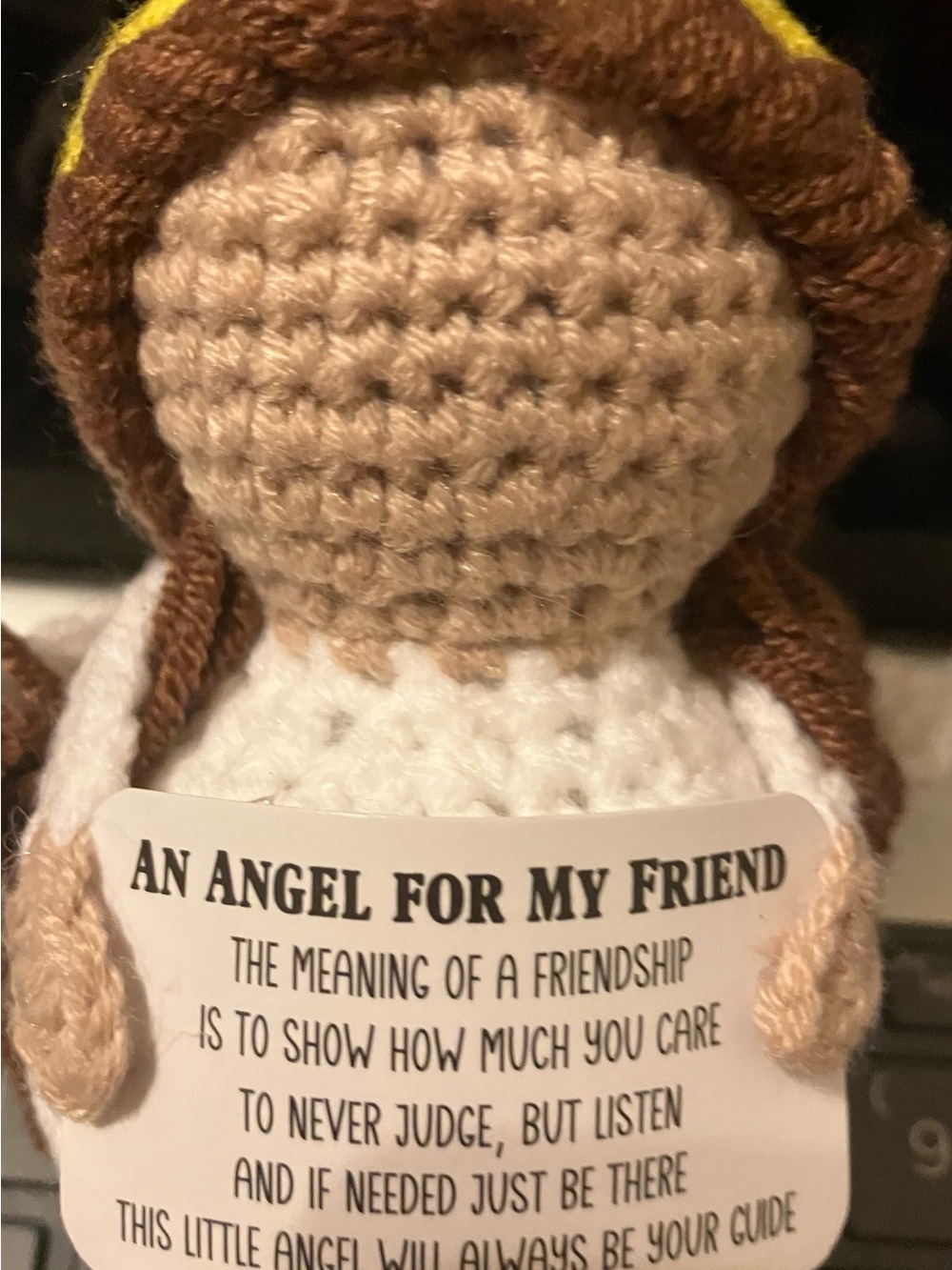 Crochet Angel Figurine - 'An Angel For My Friend' about 3 1/2”